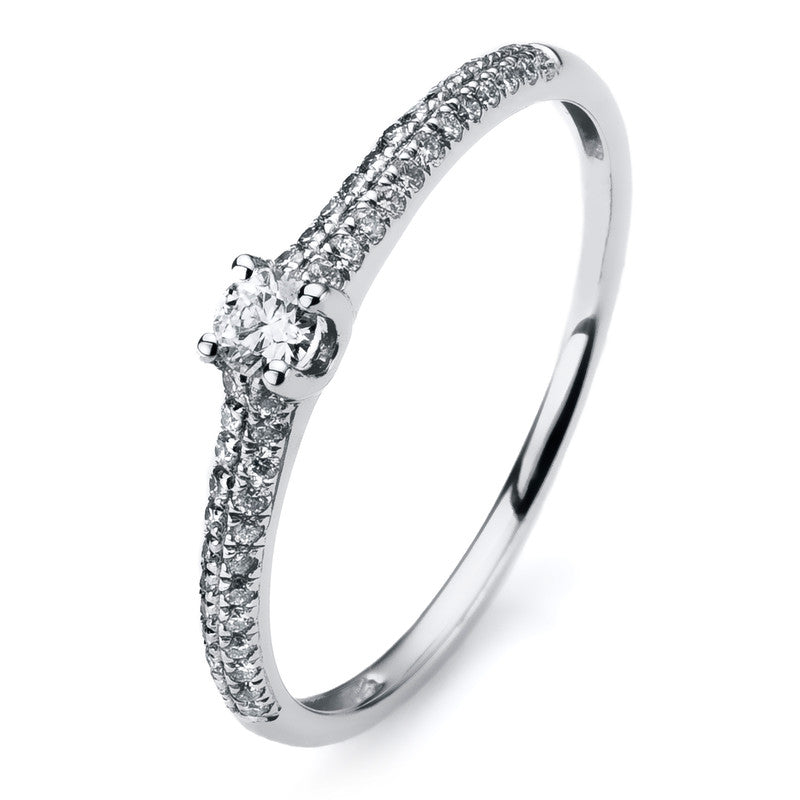Ring 18 kt WG, 1 Brill. 0,07 ct, TW-si, 48 Brill. 0,16 ct, TW-si