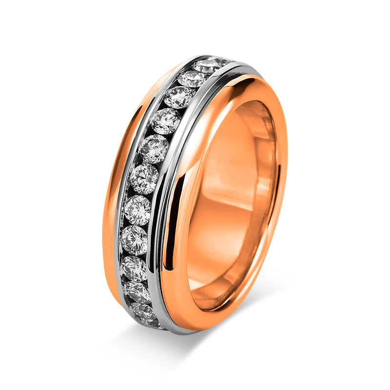 Ring 18 kt RG+WG, mattiert + poliert, 26 Brill. 2,16 ct, TW-vsi/si
