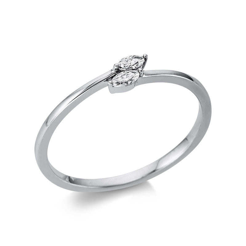 Ring 18 kt WG, 2 Nav. 0,10 ct, TW-si