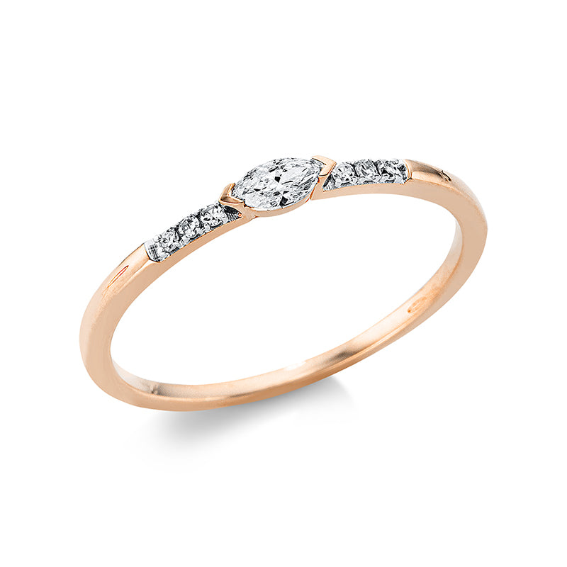 Ring 18 kt RG+WG, Nav. 0,08 ct, TW-si, 6 Dia. 0,03 ct, TW-si