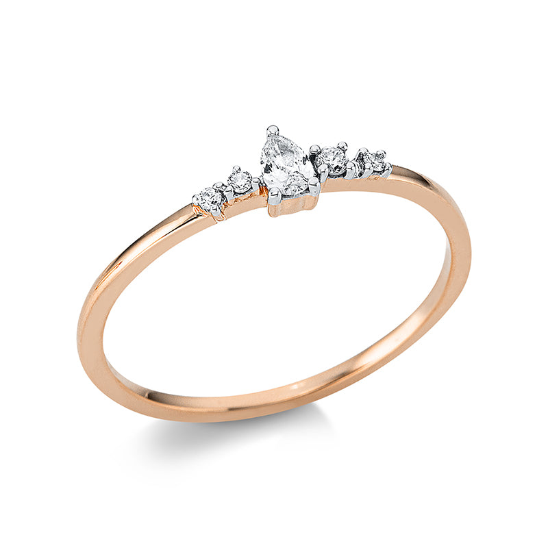 Ring 18 kt RG+WG, 1 Tropfen 0,08 ct, TW-si, 4 Brill. 0,04 ct, TW-si