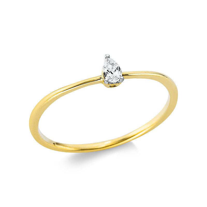 Ring 18 kt GG+WG, 1 Tropfen 0,10 ct, TW-si