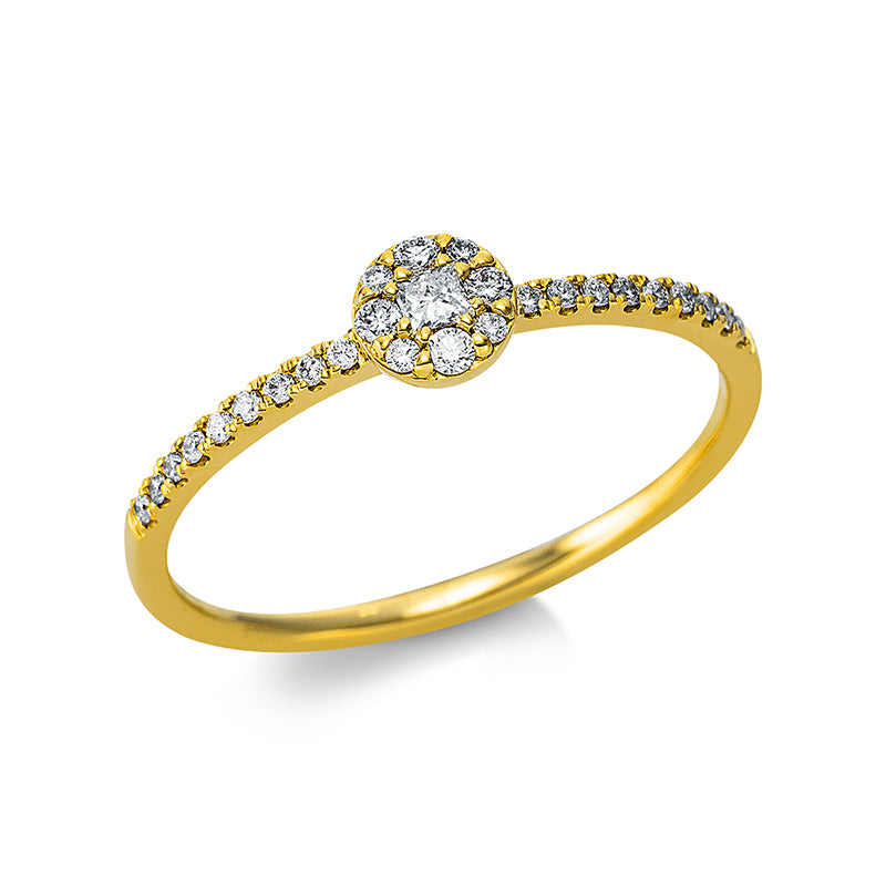 Ring 18 kt GG, 22 Brill. 0,09 ct, TW-si, 1 Princ. 0,04 ct, TW-si, 4 Brill. 0,04 ct, TW-si