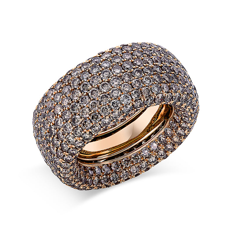 Ring 18 kt RG, 472 Brill. 11,36 ct, braun