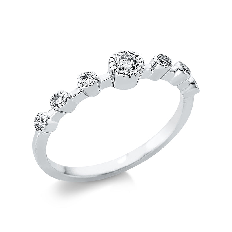 Ring 18 kt WG, 6 Brill. 0,16 ct, TW-si, 1 Brill. 0,12 ct, TW-si