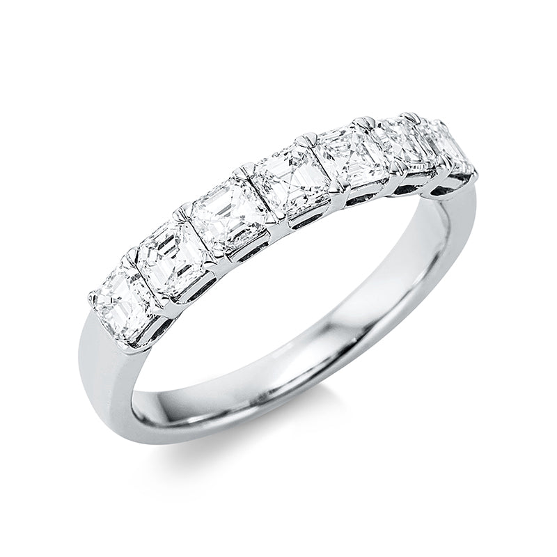 Ring 18 kt WG, 7 Assher 1,23 ct, TW-vsi