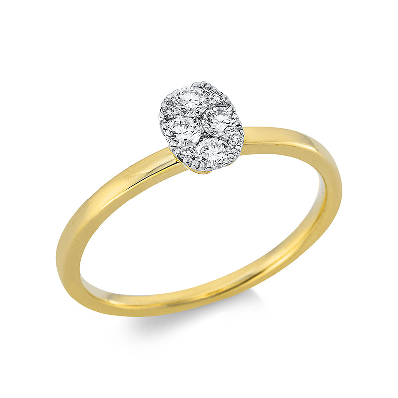 Ring 18 kt GG+WG, 4 Brill. 0,20 ct, TW-si, 6 Brill. 0,03 ct, TW-si