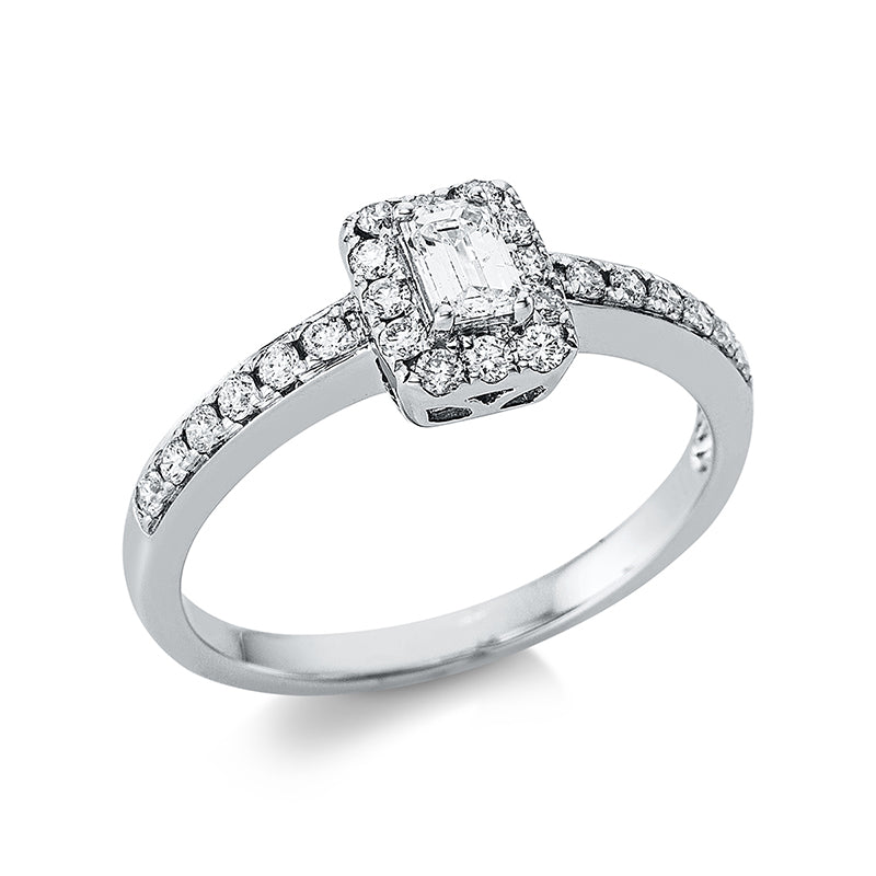 Ring 18 kt WG, 1 Sm.schliff 0,23 ct, TW-si, 24 Brill. 0,32 ct, TW-si