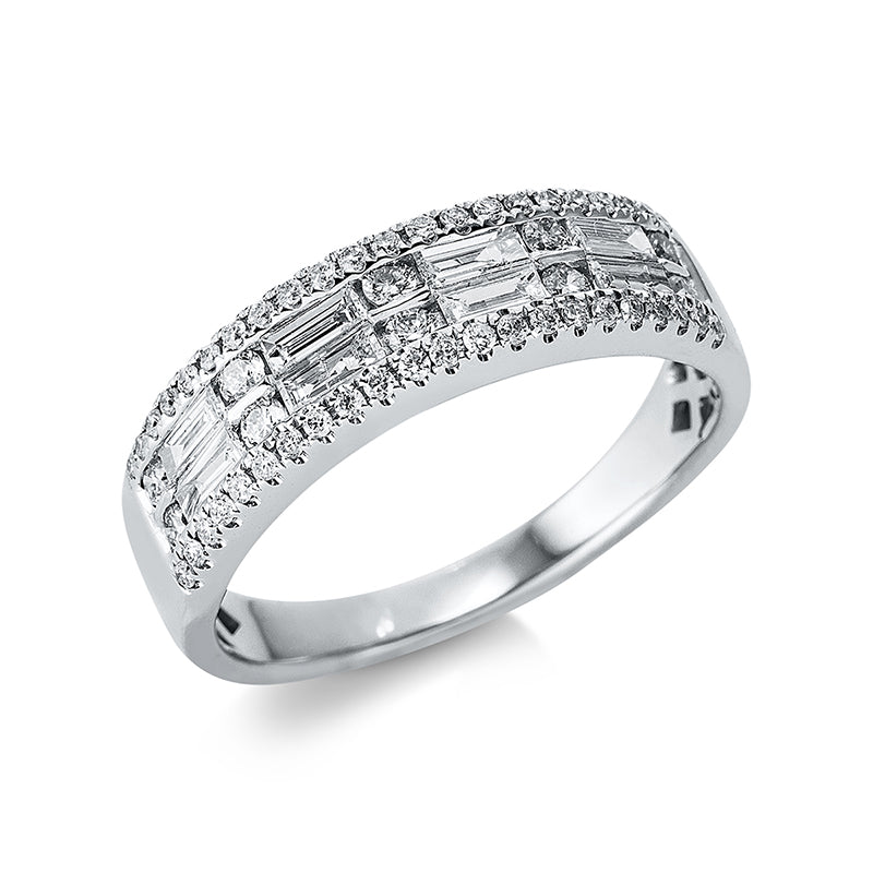 Ring 18 kt WG, 8 Bag. 0,36 ct, TW-si, 54 Brill. 0,35 ct, TW-si