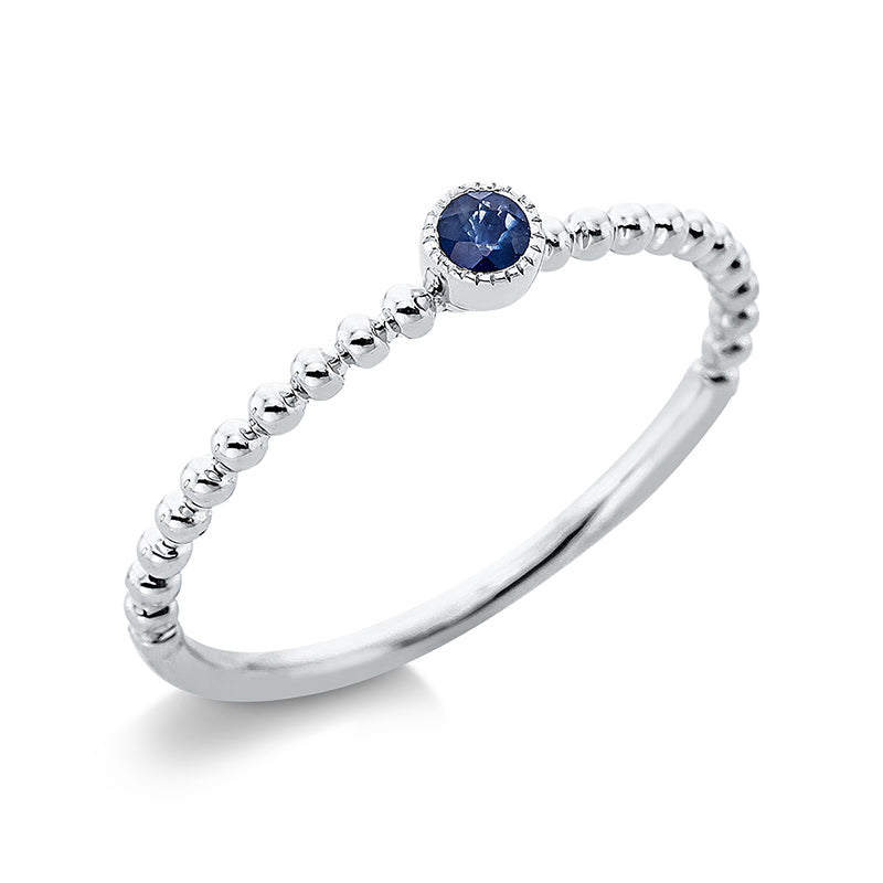 Ring 18 kt WG, 1 Saphir 0,10 ct blau