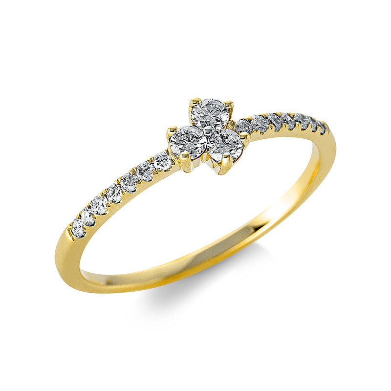 Ring 18 kt GG, 14 Brill. 0,12 ct, TW-si, 3 Brill. 0,14 ct, TW-si