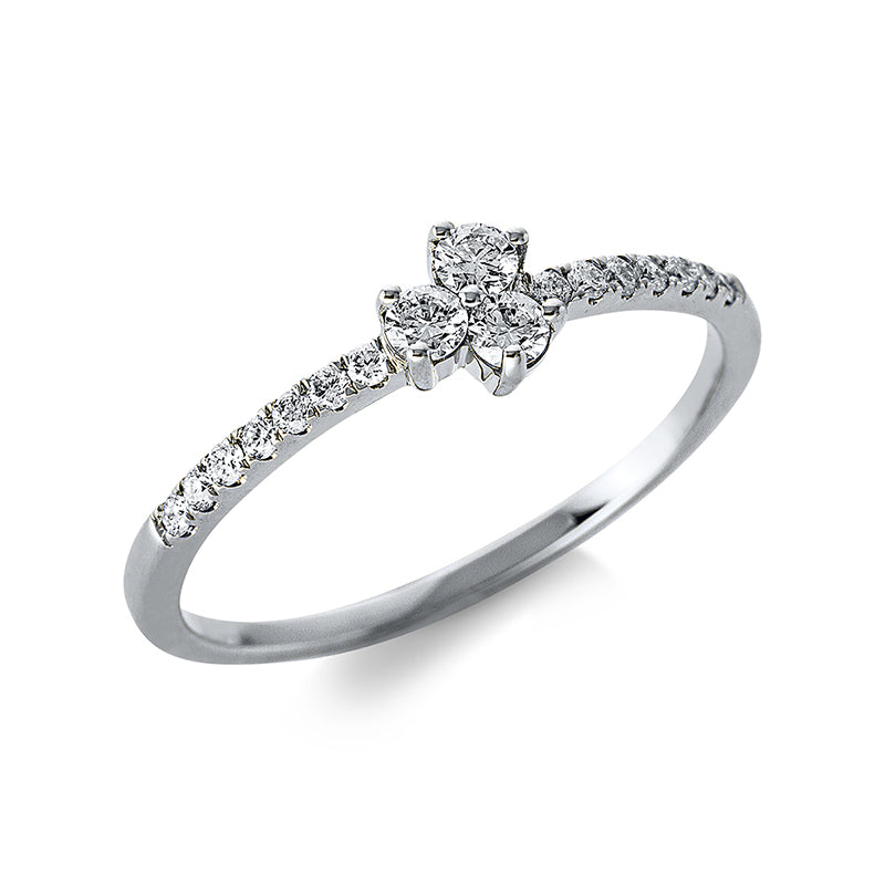 Ring 18 kt WG, 14 Brill. 0,12 ct, TW-si, 3 Brill. 0,14 ct, TW-si