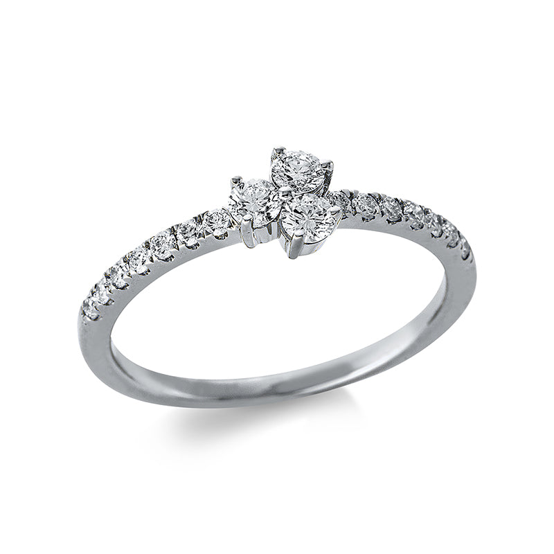 Ring 18 kt WG, 14 Brill. 0,17 ct, TW-si, 3 Brill. 0,21 ct, TW-si