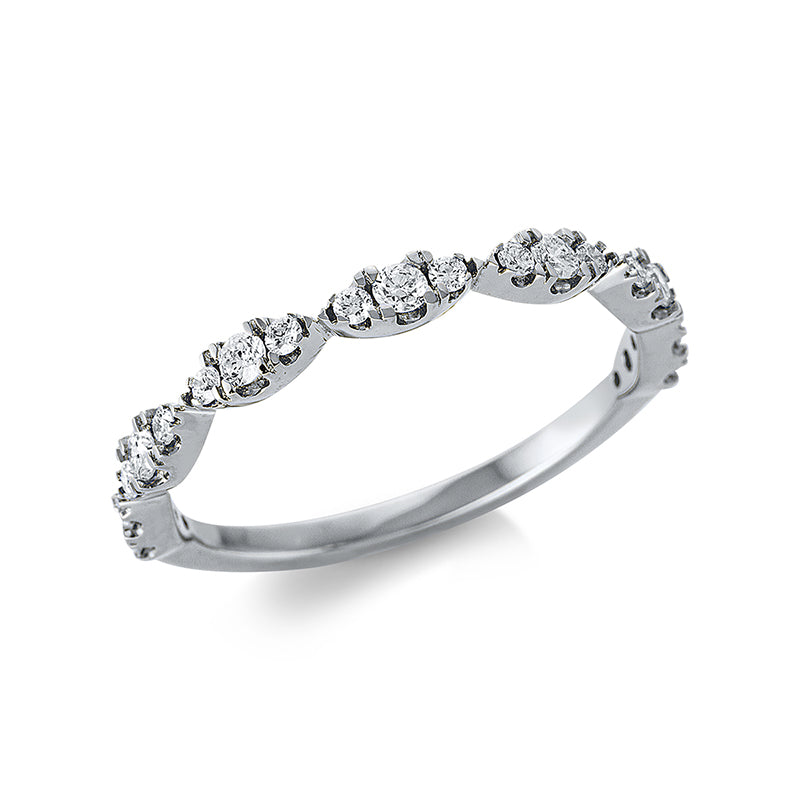 Ring 18 kt WG, 7 Brill. 0,18 ct, TW-si, 14 Brill. 0,15 ct, TW-si