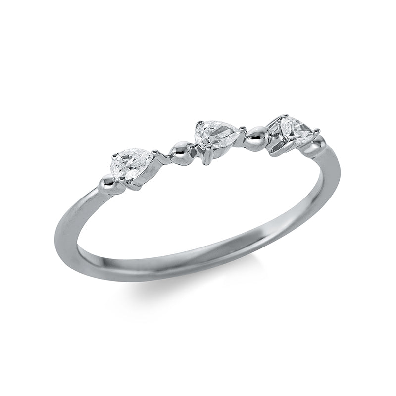 Ring 18 kt WG, 3 Tropfen 0,15 ct, TW-si