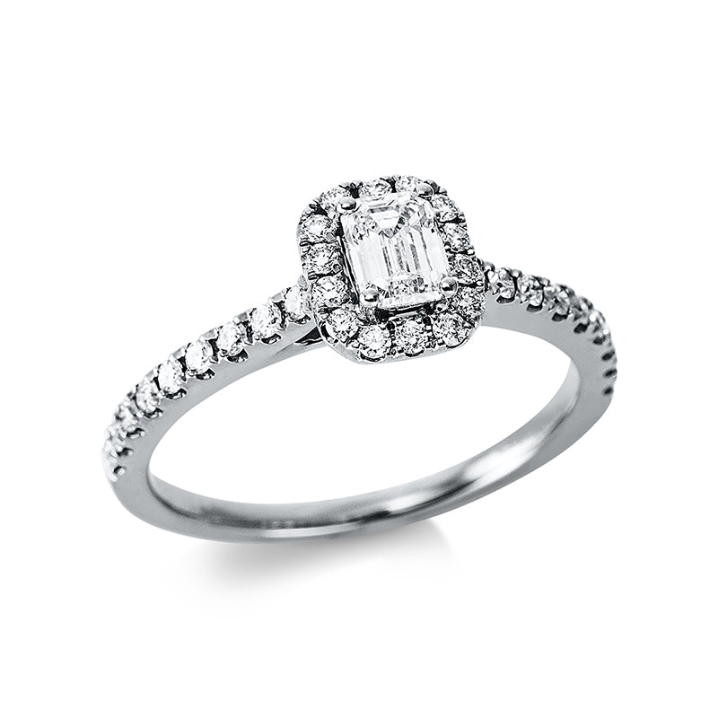 Ring 18 kt WG, 1 Sm.schliff 0,29 ct, TW-si, 32 Brill. 0,26 ct, TW-si