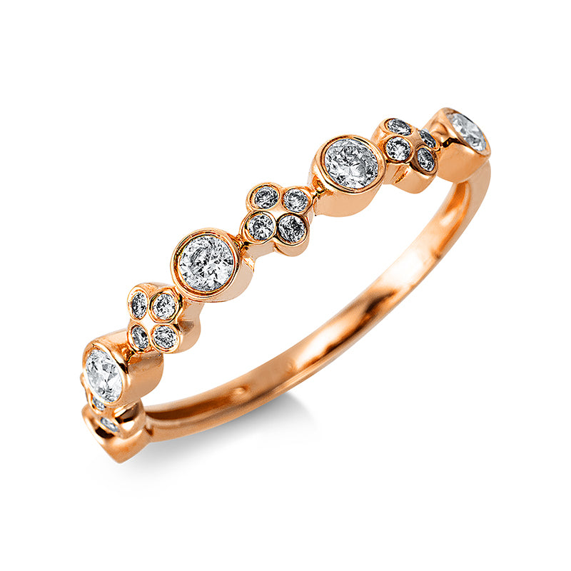 Ring 18 kt RG, 5 Brill. 0,26 ct, TW-si, 16 Brill. 0,09 ct, TW-si