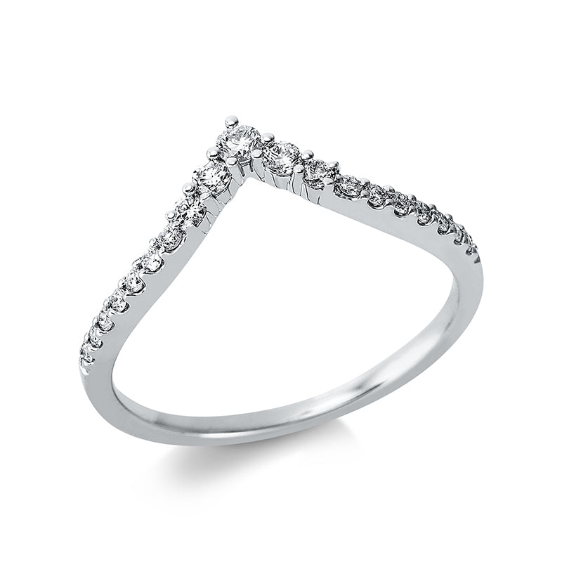 Ring 18 kt WG, 3 Brill. 0,11 ct, TW-si, 16 Brill. 0,14 ct, TW-si