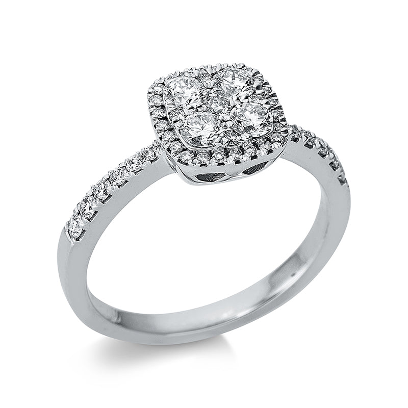 Ring 18 kt WG, 4 Brill. 0,36 ct, TW-si, 41 Brill. 0,29 ct, TW-si