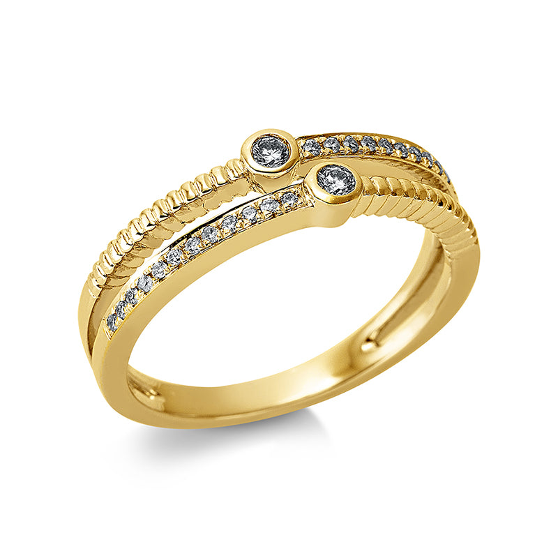 Ring 18 kt GG, 2 Brill. 0,08 ct, TW-si, 24 Brill. 0,09 ct, TW-si