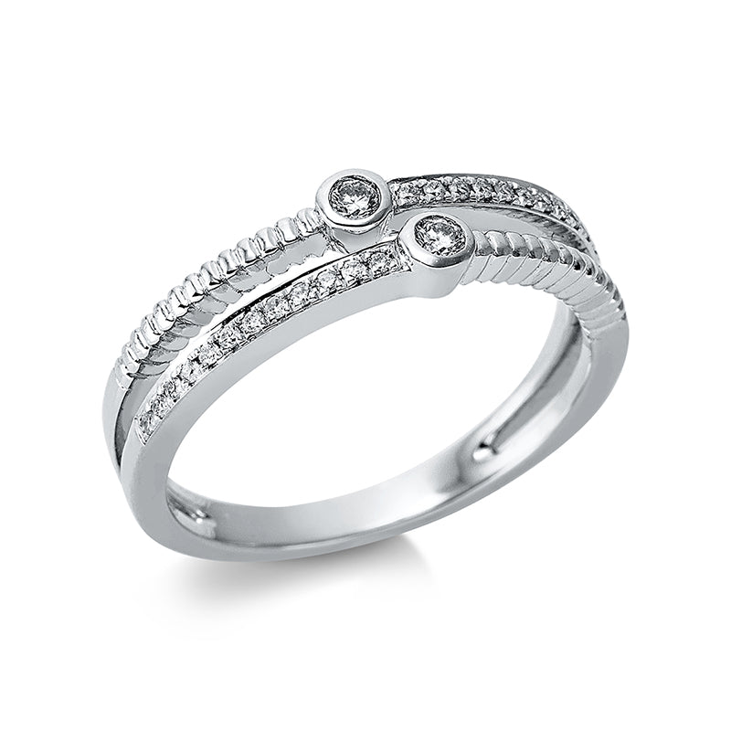 Ring 18 kt WG, 2 Brill. 0,07 ct, TW-si, 24 Brill. 0,09 ct, TW-si