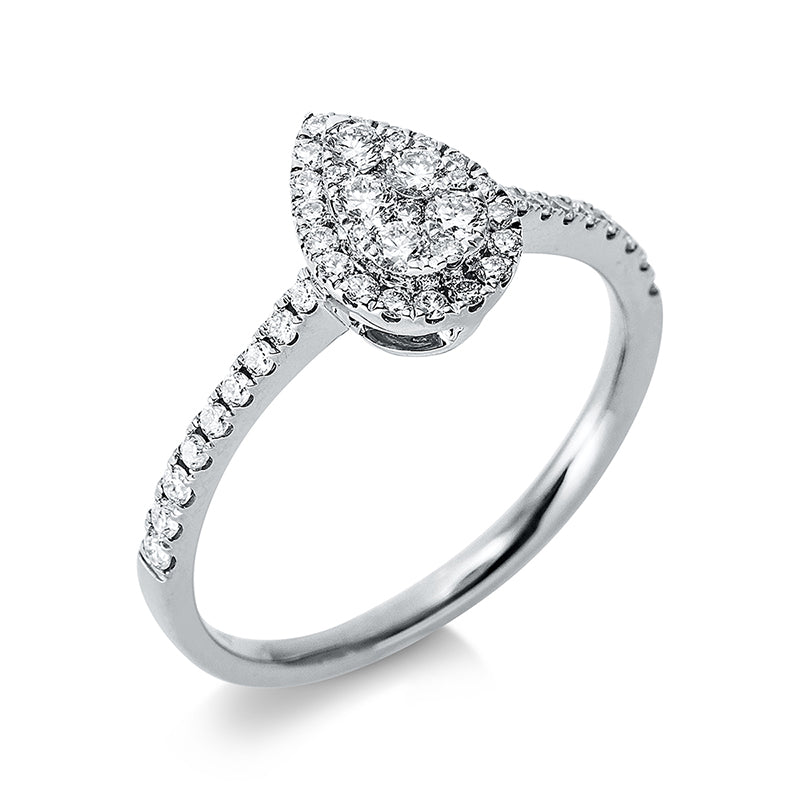 Ring 18 kt WG, 7 Brill. 0,07 ct, TW-si, 5 Brill. 0,14 ct, TW-si, 36 Brill. 0,20 ct, TW-si