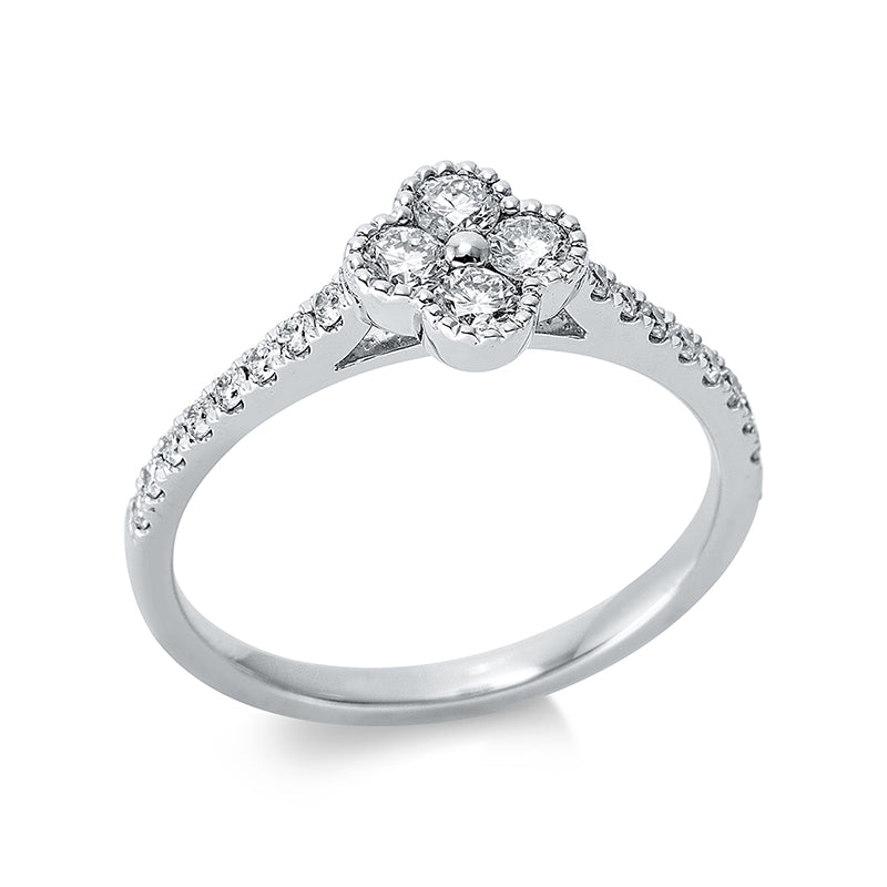 Ring 18 kt WG, 4 Brill. 0,28 ct, TW-si, 16 Brill. 0,15 ct, TW-si