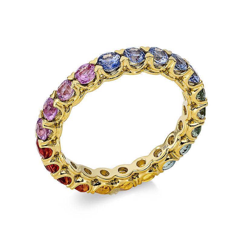 Ring 18 kt GG, 20 Saphire 2,99 ct multicolor