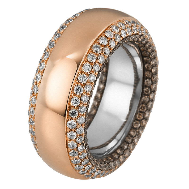 Ring 18 kt RG+WG, poliert, 172 Brill. 1,84 ct, TW-vsi, 172 Brill. 1,12 ct, braun