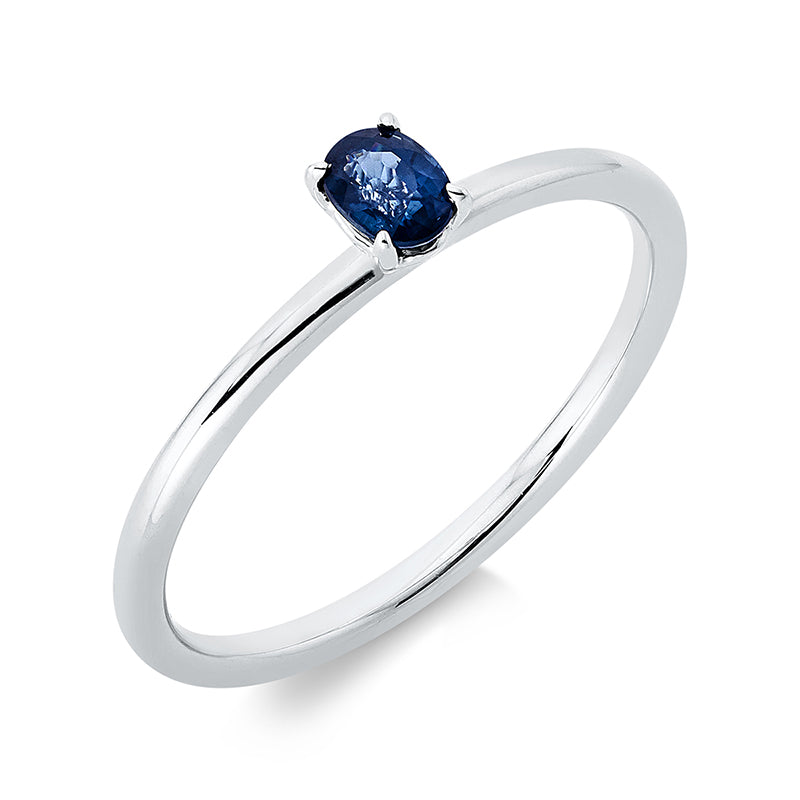 Ring 18 kt WG, 1 Saphir 0,27 ct blau