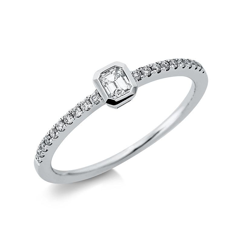 Ring 18 kt WG, 1 Sm.schliff 0,13 ct, TW-si, 20 Brill. 0,10 ct, TW-si