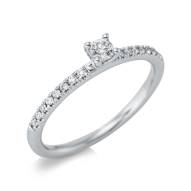 Ring 18 kt WG, 1 Brill. 0,11 ct, TW-si, 16 Brill. 0,10 ct, TW-si