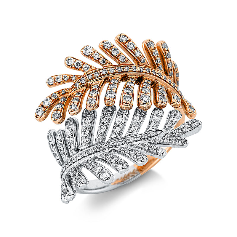 Ring 18 kt WG+RG, 82 Brill. 0,45 ct, TW-vsi/si, 82 Brill. 0,42 ct, TW-vsi/si