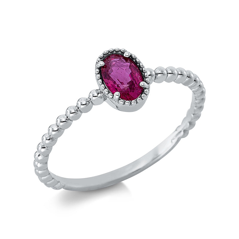 Ring 18 kt WG, 1 Rubin 0,57 ct rot