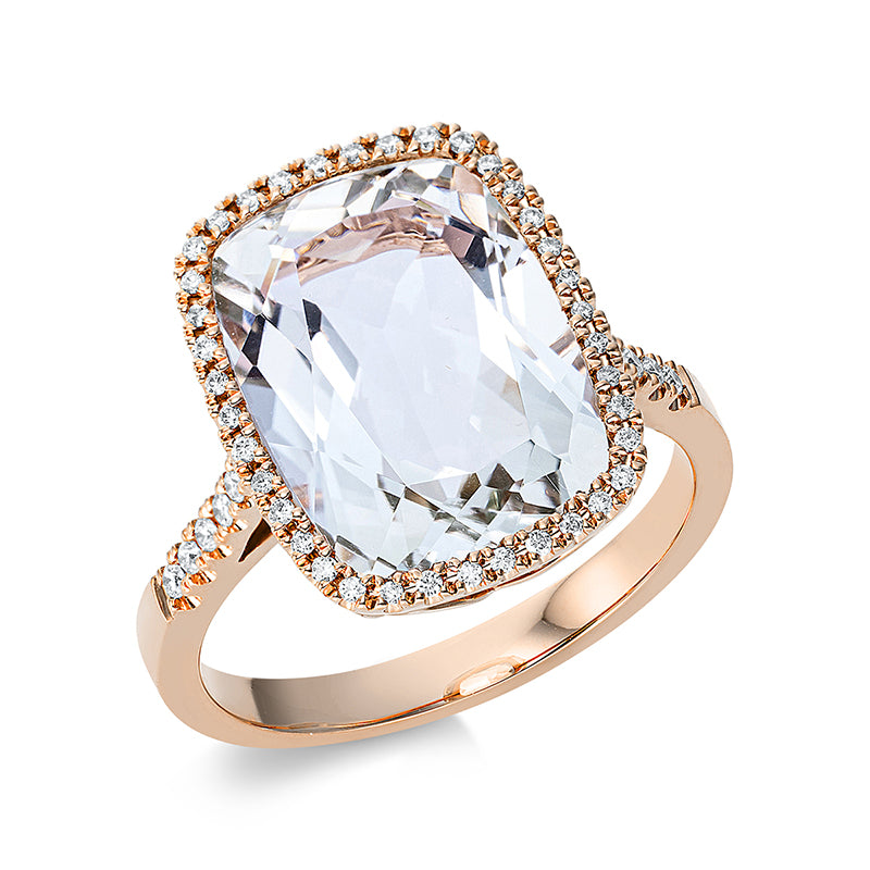 Ring 18 kt RG, 50 Brill. 0,20 ct, TW-si, 1 Amethyst 6,40 ct grün