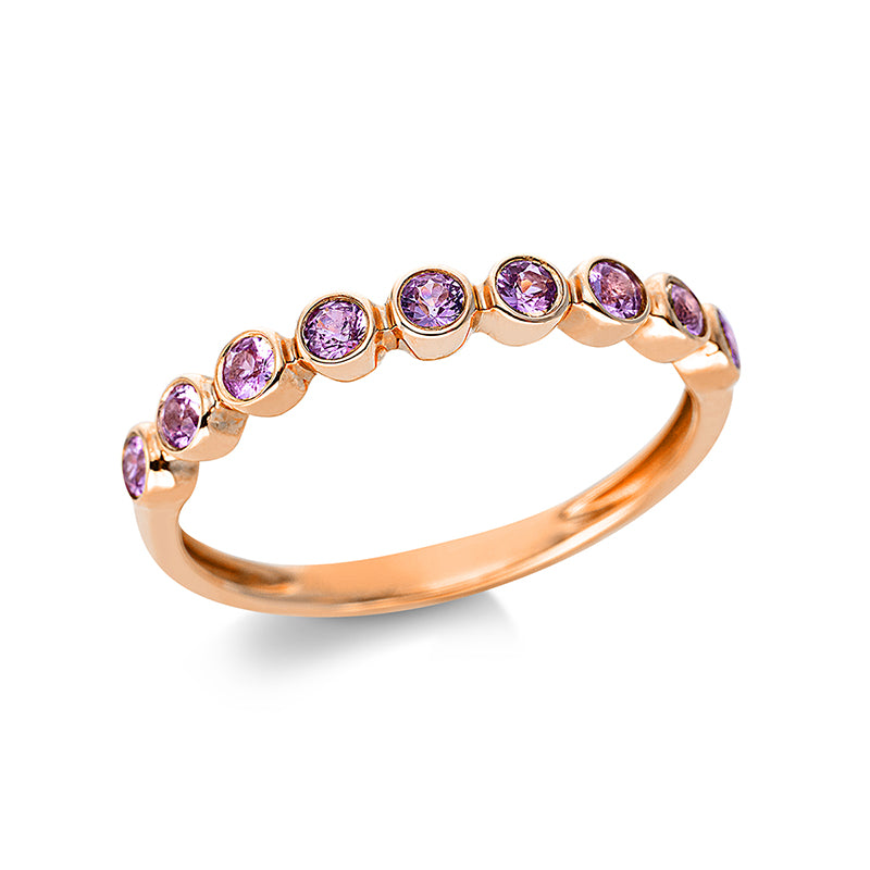 Ring 18 kt RG, 9 Saphire 0,38 ct pink