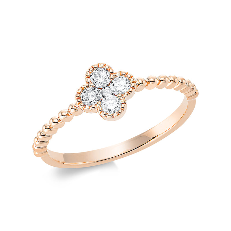 Ring 18 kt RG, 4 Brill. 0,21 ct, TW-si, 1 Brill. 0,01 ct, TW-si