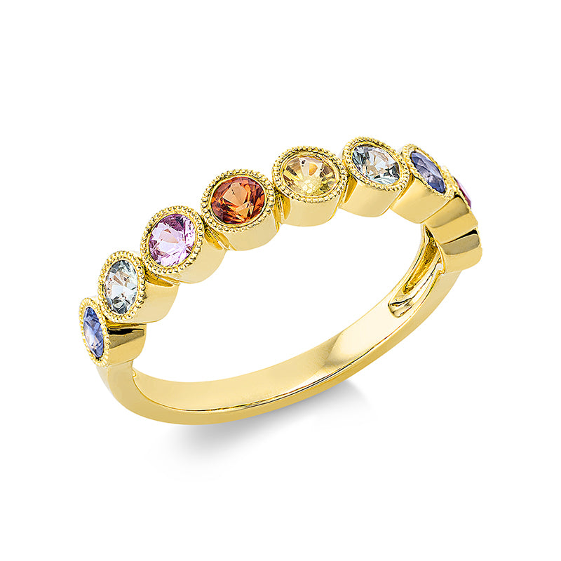 Ring 18 kt GG, 9 Saphire 1,04 ct fancy