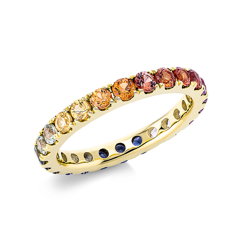 Ring 18 kt GG, 24 Saphire 1,88 ct multicolor