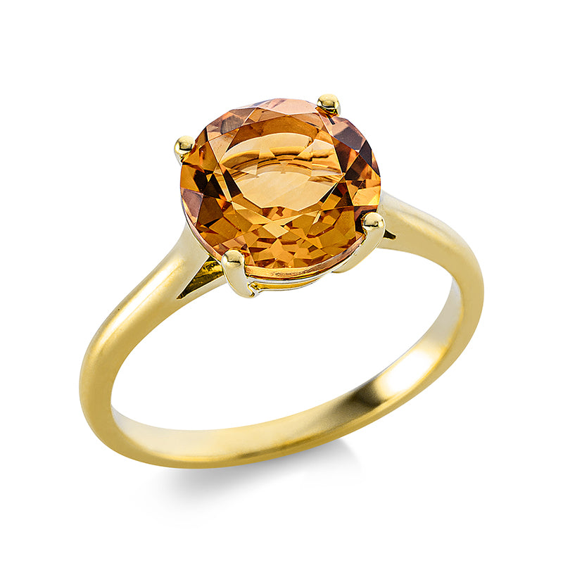 Ring 18 kt GG, 1 Citrin 2,60 ct gelb