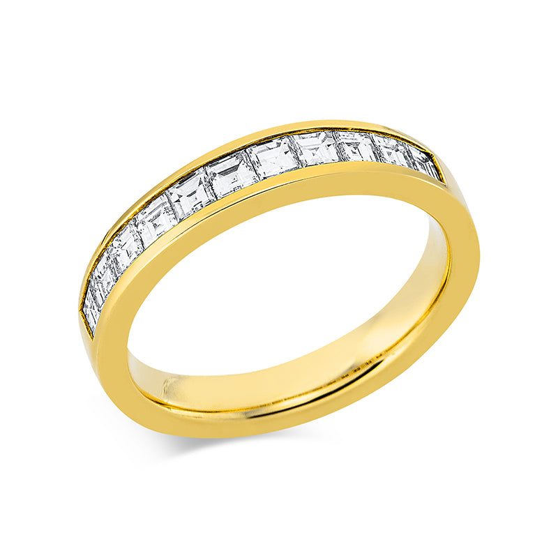 Ring 18 kt GG, 11 Assher 0,80 ct, TW-vsi