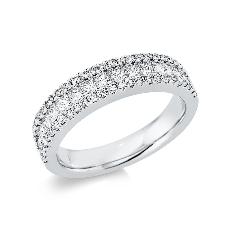 Ring 18 kt WG, 52 Brill. 0,36 ct, TW-vsi, 17 Princ. 0,75 ct, TW-vsi