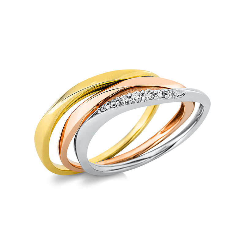Ring 18 kt WG+GG+RG, 7 Brill. 0,09 ct, TW-si