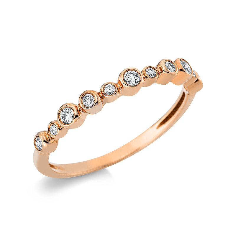 Ring 18 kt RG, 4 Brill. 0,06 ct, TW-si, 3 Brill. 0,09 ct, TW-si, 4 Brill. 0,04 ct, TW-si