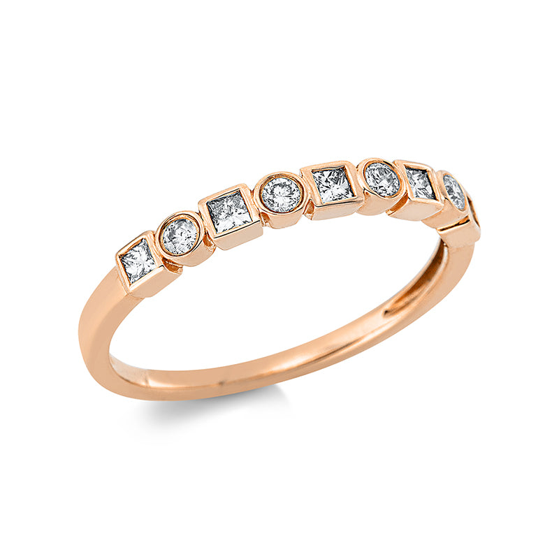 Ring 18 kt RG, 5 Princ. 0,20 ct, TW-si, 4 Brill. 0,11 ct, TW-si