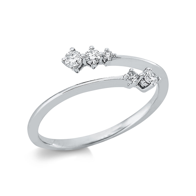 Ring 18 kt WG, 2 Brill. 0,11 ct, TW-si, 1 Brill. 0,04 ct, TW-si, 2 Brill. 0,03 ct, TW-si