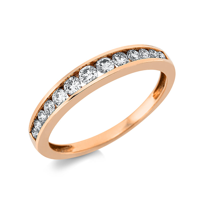 Ring 18 kt RG, 4 Brill. 0,09 ct, TW-si, 9 Brill. 0,35 ct, TW-si