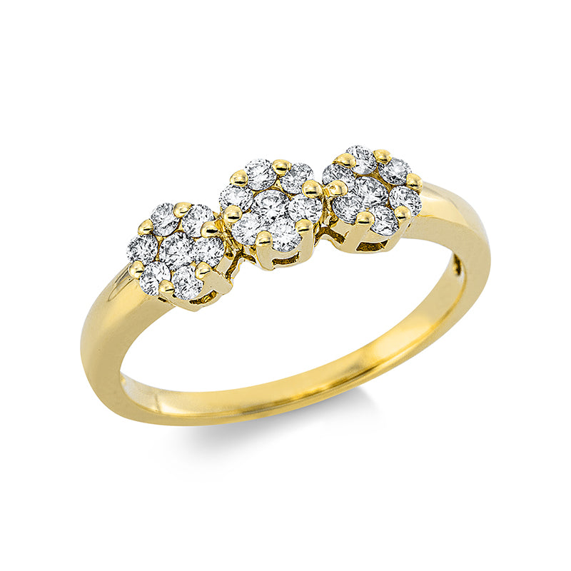 Ring 18 kt GG, 3 Brill. 0,09 ct, TW-si, 18 Brill. 0,32 ct, TW-si