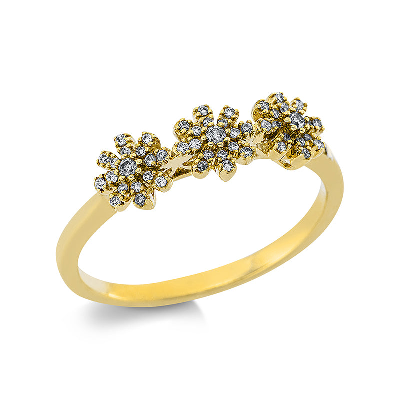 Ring 18 kt GG, 3 Brill. 0,03 ct, TW-si, 48 Brill. 0,10 ct, TW-si