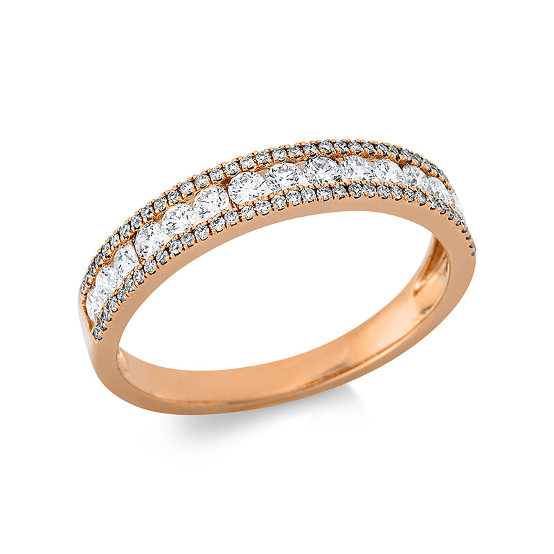 Ring 18 kt RG, 15 Brill. 0,37 ct, TW-si, 70 Brill. 0,13 ct, TW-si
